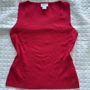 ❗Ann Taylor Loft Red Sleeveless Knit Top with Square Neckline Medium❗